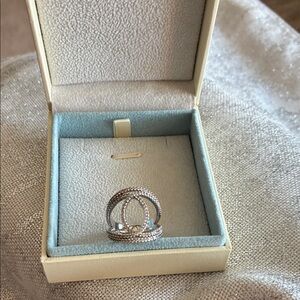 Nordstrom criss cross Silver Ring with Crystal Detailing